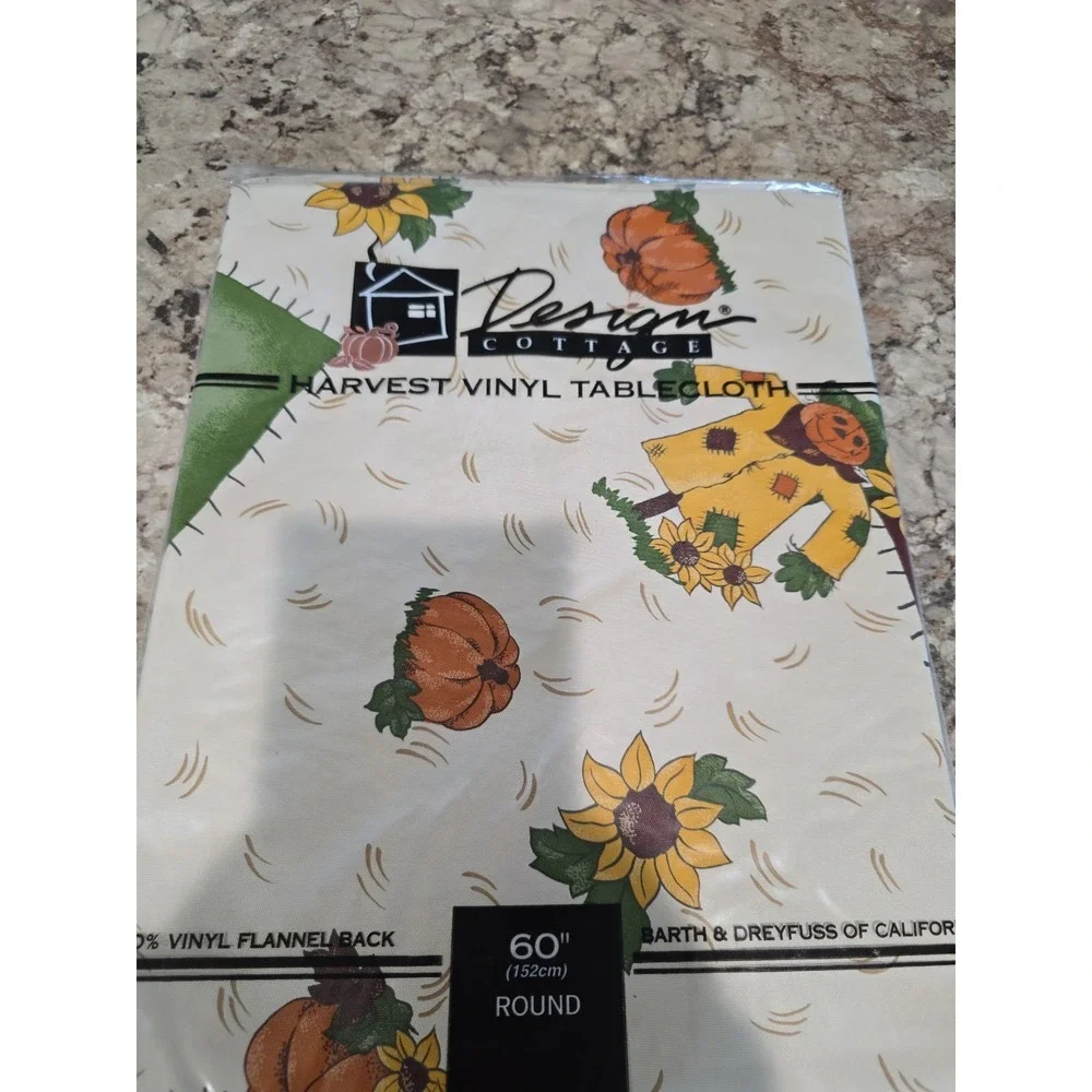Vintage Design‎ Cottage HARVEST FALL Vinyl Flannel Back Tablecloth 60